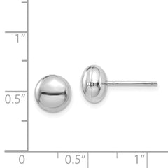 14k White Polished 8mm Button Post Earrings