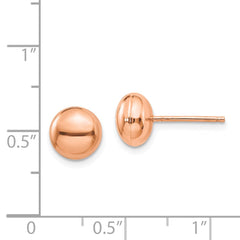 14k Rose Polished 8mm Button Post Earrings