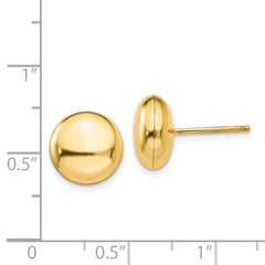 14k Polished 10.5mm Button Post Earrings
