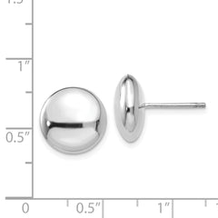 14k White Polished 12mm Button Post Earrings
