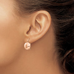 14k Rose Polished 12mm Button Kidney Wire Earrings