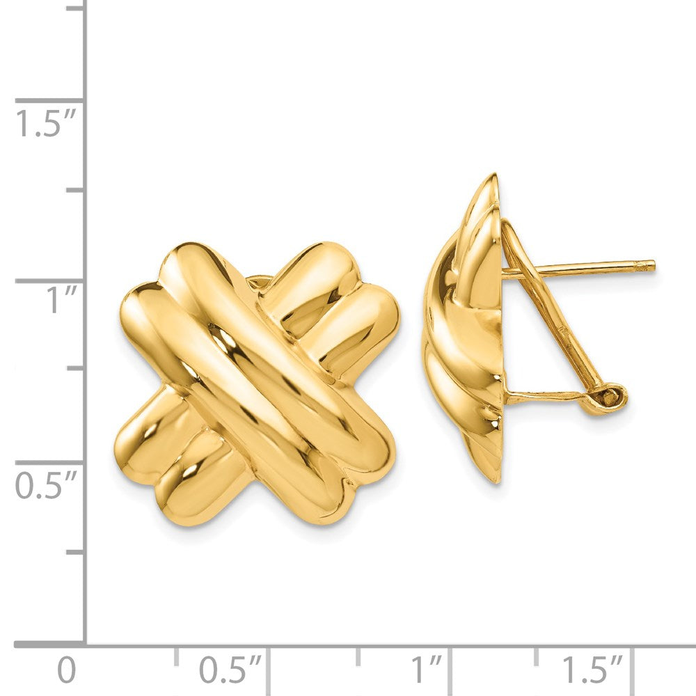 14k Polished X Omega Back Post Earrings - 6