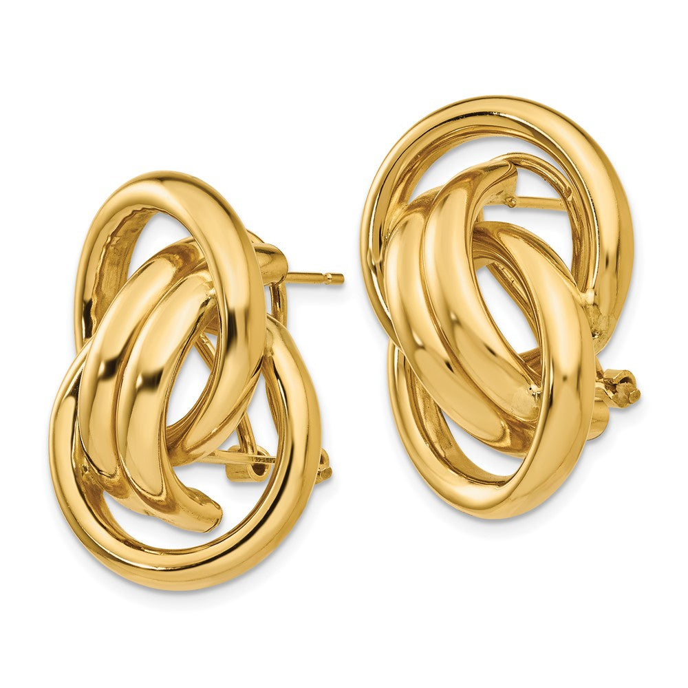 14k Polished Fancy Omega Back Post Earrings - 3