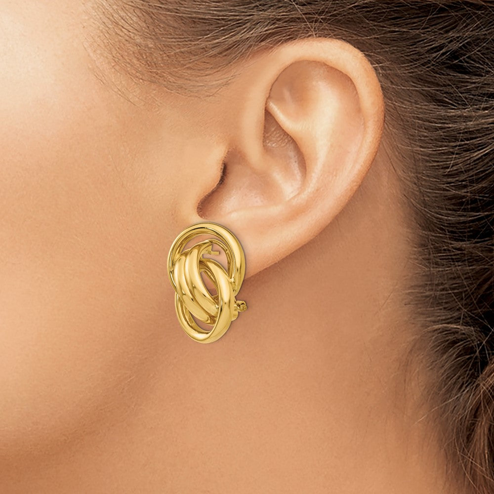 14k Polished Fancy Omega Back Post Earrings - 3