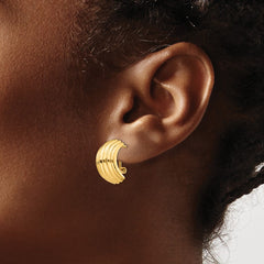 14k Polished Fancy Omega Back Post Earrings - 4