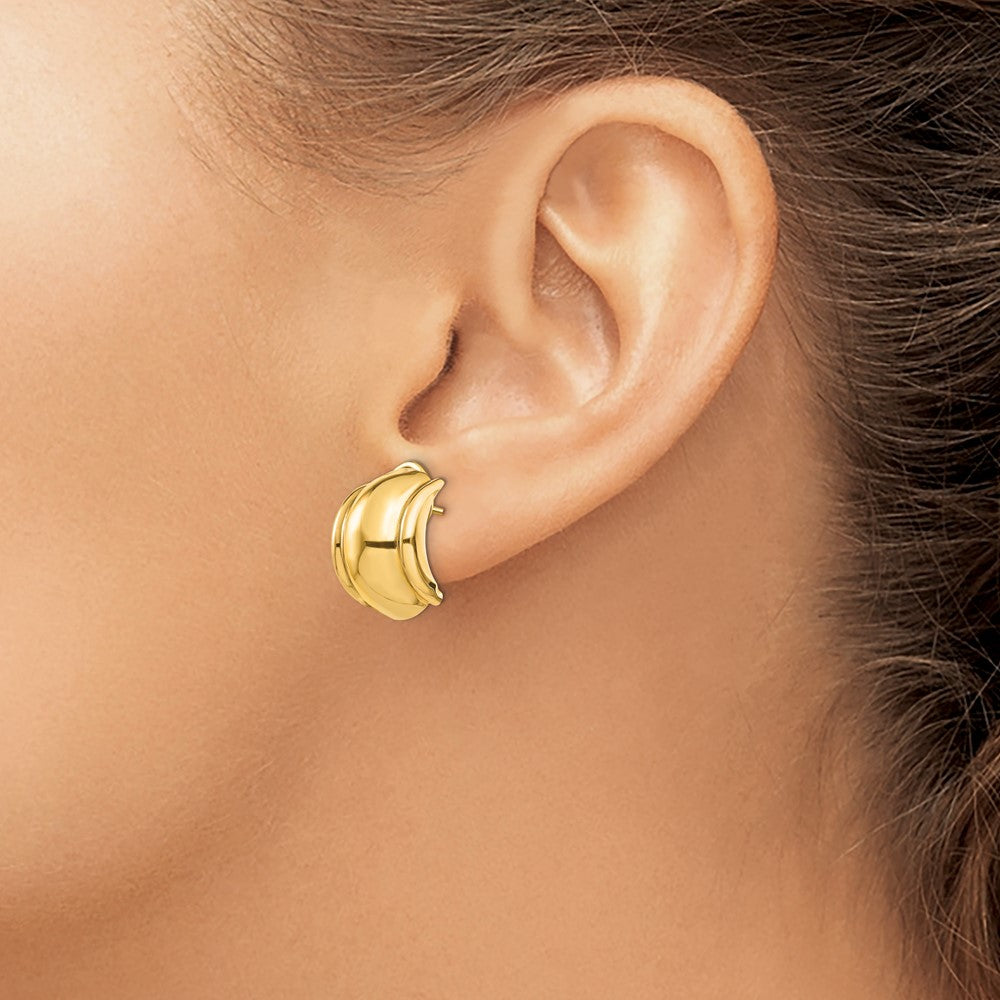 14k Polished Fancy Omega Back Post Earrings - 2