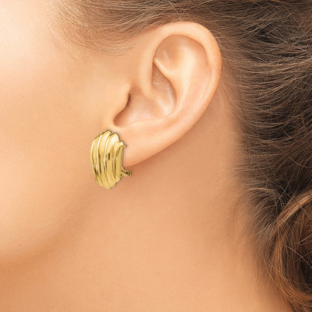 14k Polished Fancy Omega Back Post Earrings - 6