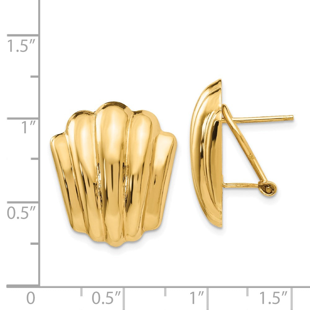 14k Polished Fancy Omega Back Post Earrings - 6