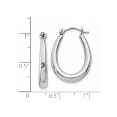 14k White Gold Polished Hoop Earrings - 2