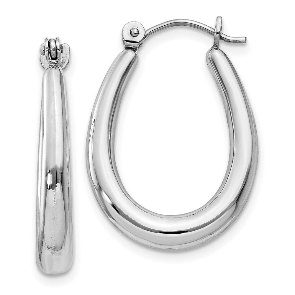 14k White Gold Polished Hoop Earrings - 2