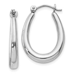 14k White Gold Polished Hoop Earrings - 2