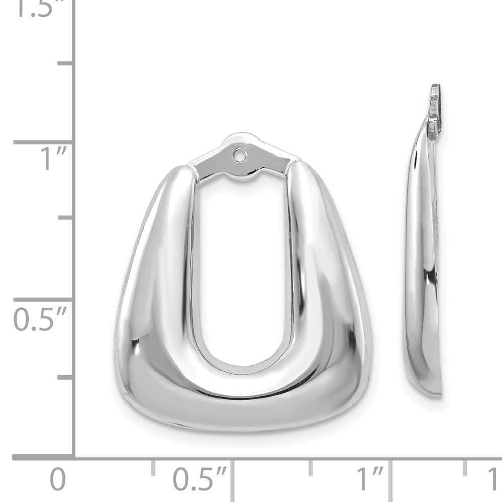 14k White Gold Polished Hoop Earring Jackets - 5