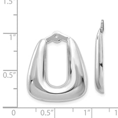 14k White Gold Polished Hoop Earring Jackets - 5