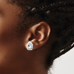 14k White Gold Floral Earring Jackets - 2