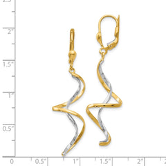 14k Two-tone Spiral Dangle Earrings