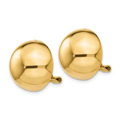 14k Omega Clip 16mm Half Ball Non-pierced Earrings