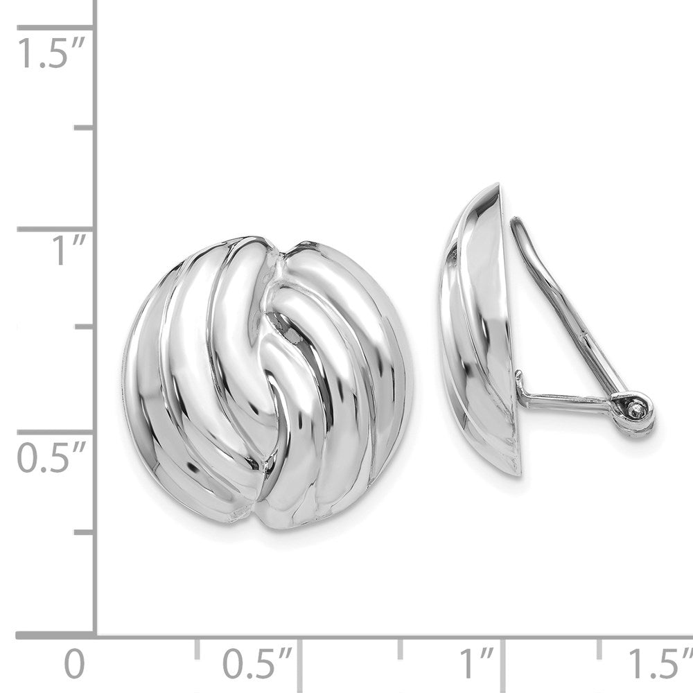 14k White Gold Omega Clip Non-pierced Earrings - 2