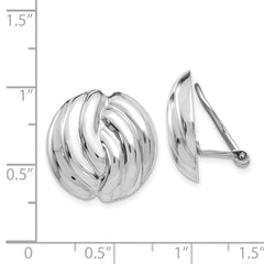 14k White Gold Omega Clip Non-pierced Earrings - 2