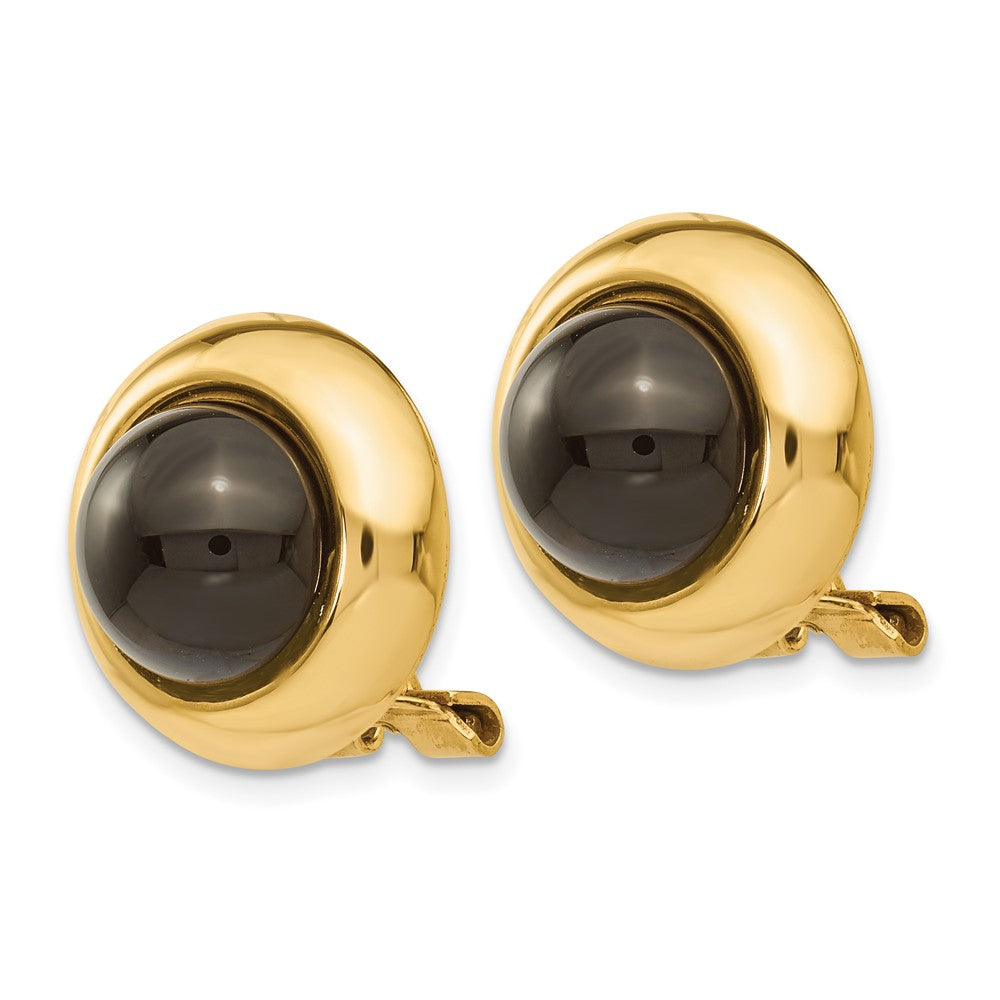 14k Omega Clip Onyx Non-pierced Earrings