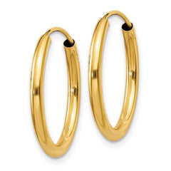 14k Polished Round Endless 2mm Hoop Earrings - 2