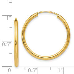 14k Polished Round Endless 2mm Hoop Earrings - 10