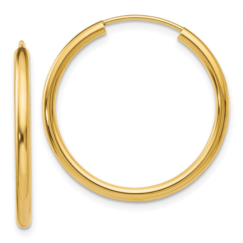 14k Polished Round Endless 2mm Hoop Earrings - 10