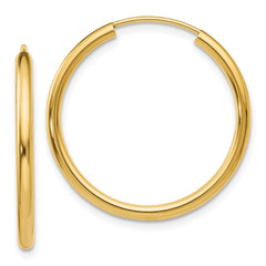 14k Polished Round Endless 2mm Hoop Earrings - 10
