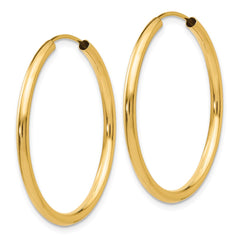 14k Polished Round Endless 2mm Hoop Earrings - 8