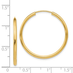 14k Polished Round Endless 2mm Hoop Earrings - 8