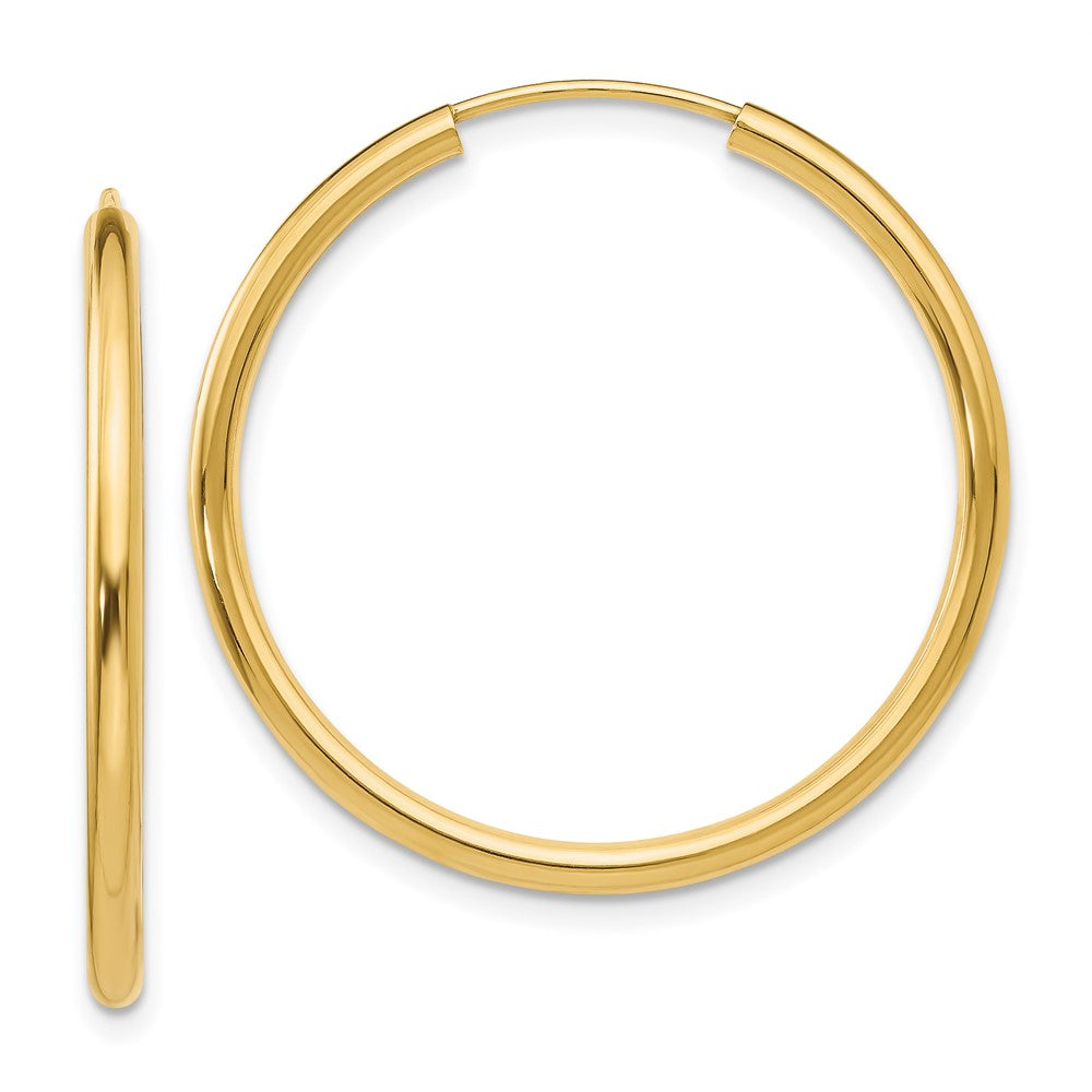 14k Polished Round Endless 2mm Hoop Earrings - 8