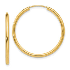 14k Polished Round Endless 2mm Hoop Earrings - 8