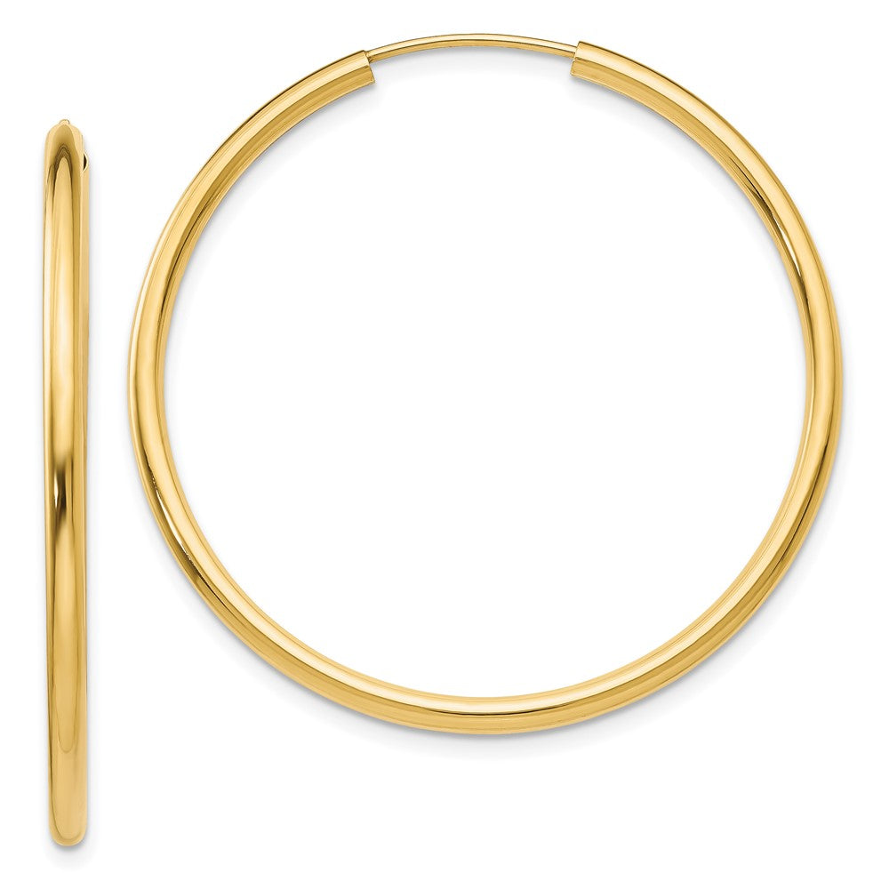 14k Polished Round Endless 2mm Hoop Earrings - 9
