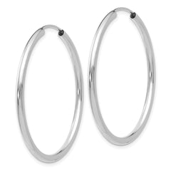 14k White Gold Polished Endless 2mm Hoop Earrings - 2