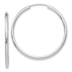 14k White Gold Polished Endless 2mm Hoop Earrings - 2