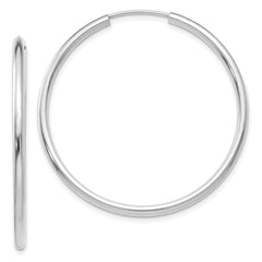 14k White Gold Polished Endless 2mm Hoop Earrings - 4