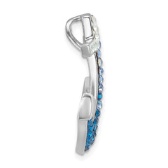 Sterling Silver Rhodium-Plated Polished Crystal Anchor Chain Slide - 2