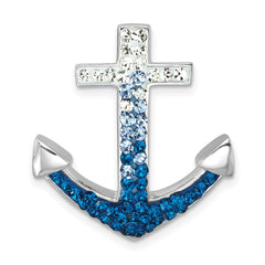 Sterling Silver Rhodium-Plated Polished Crystal Anchor Chain Slide - 2