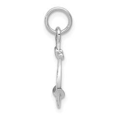 14K White Gold Solid Polished 3-D Anchor Charm