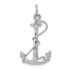 14K White Gold Solid Polished 3-D Anchor Charm - 2