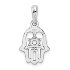 14k White Gold Star of David Chamseh Pendant
