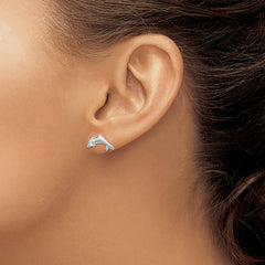 14k White Gold Dolphin Earrings