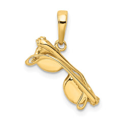 14k 3-D Black Enameled Moveable Sunglasses Pendant