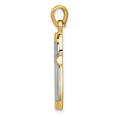 14k w/Rhodium Cross Pendant - 3