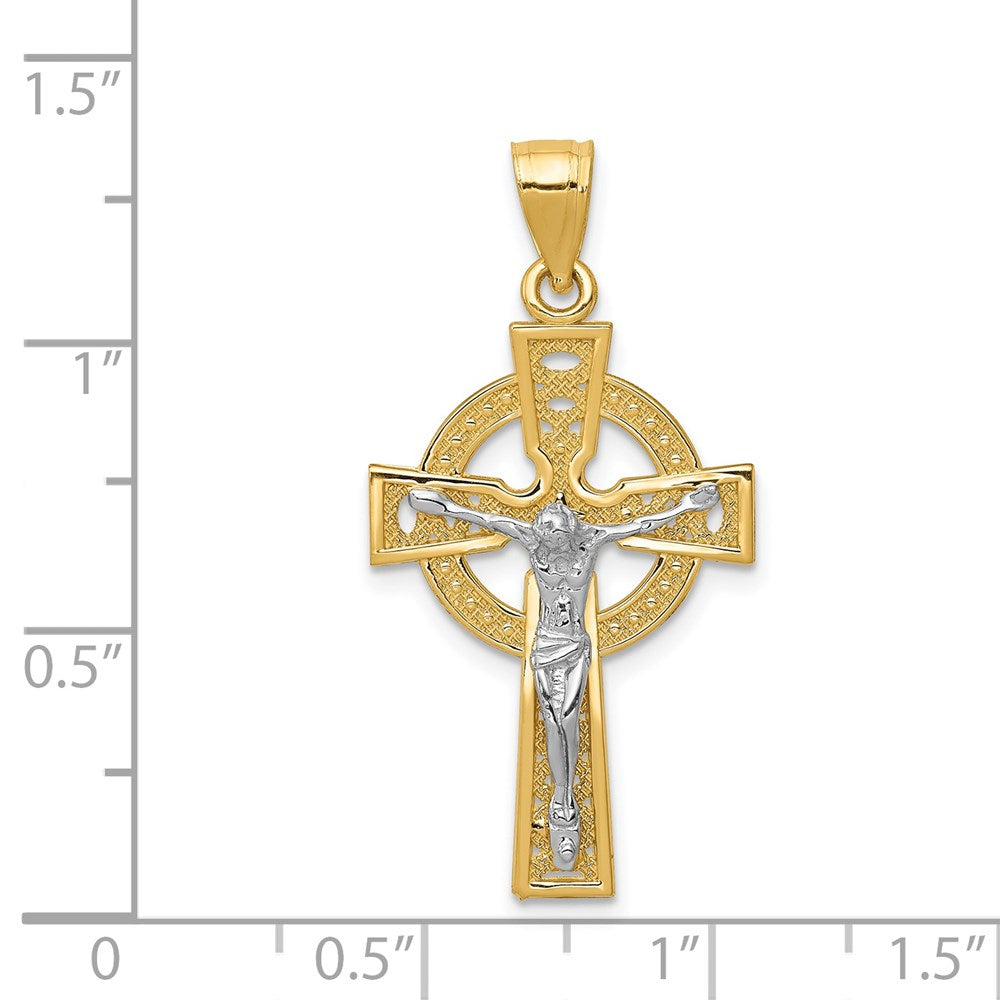 14k Two-tone Iona Crucifix Pendant