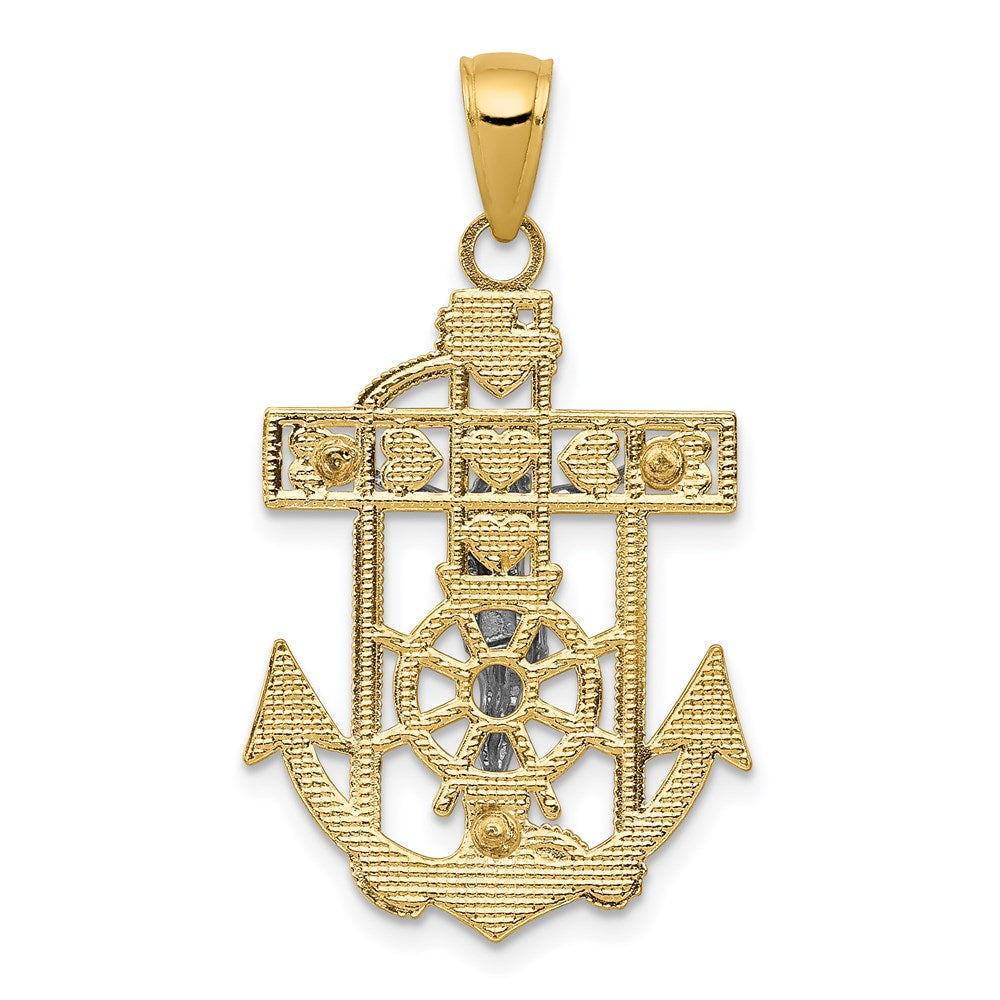 14k Two-tone Mariner's Crucifix Pendant