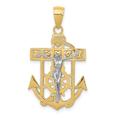 14k Two-tone Mariner's Crucifix Pendant - 2