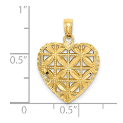 14K Polished 3-D Puffed Heart Pendant