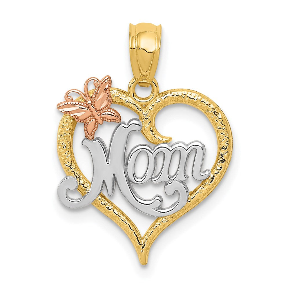 14k Two-tone w/White Rhodium MOM Heart Pendant - 2