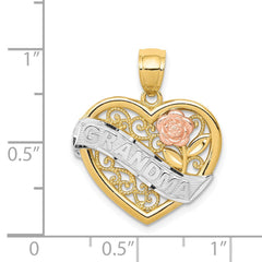 14k Two-tone w/White Rhodium GRANDMA Heart Pendant - 2