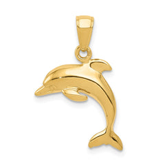 14k Jumping Dolphin Pendant - 2